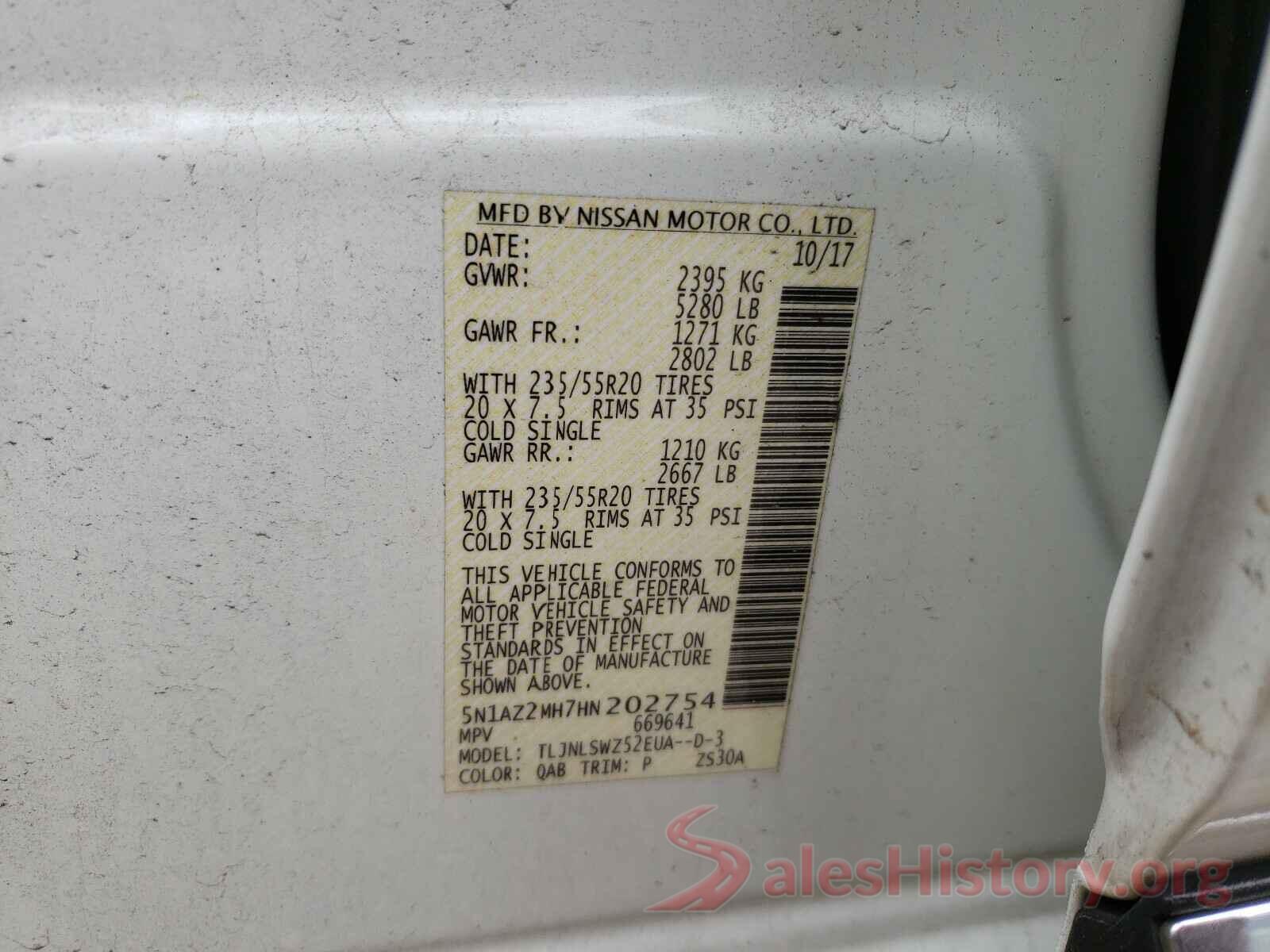 5N1AZ2MH7HN202754 2017 NISSAN MURANO