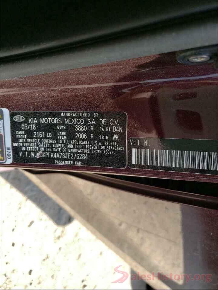 3KPFK4A73JE276284 2018 KIA FORTE