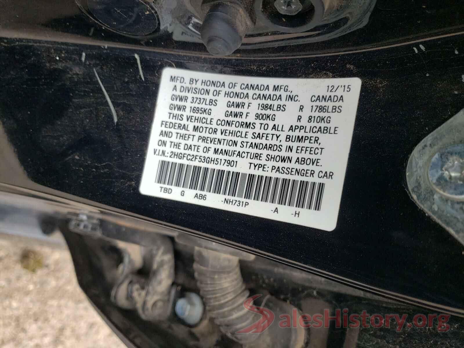 2HGFC2F53GH517901 2016 HONDA CIVIC