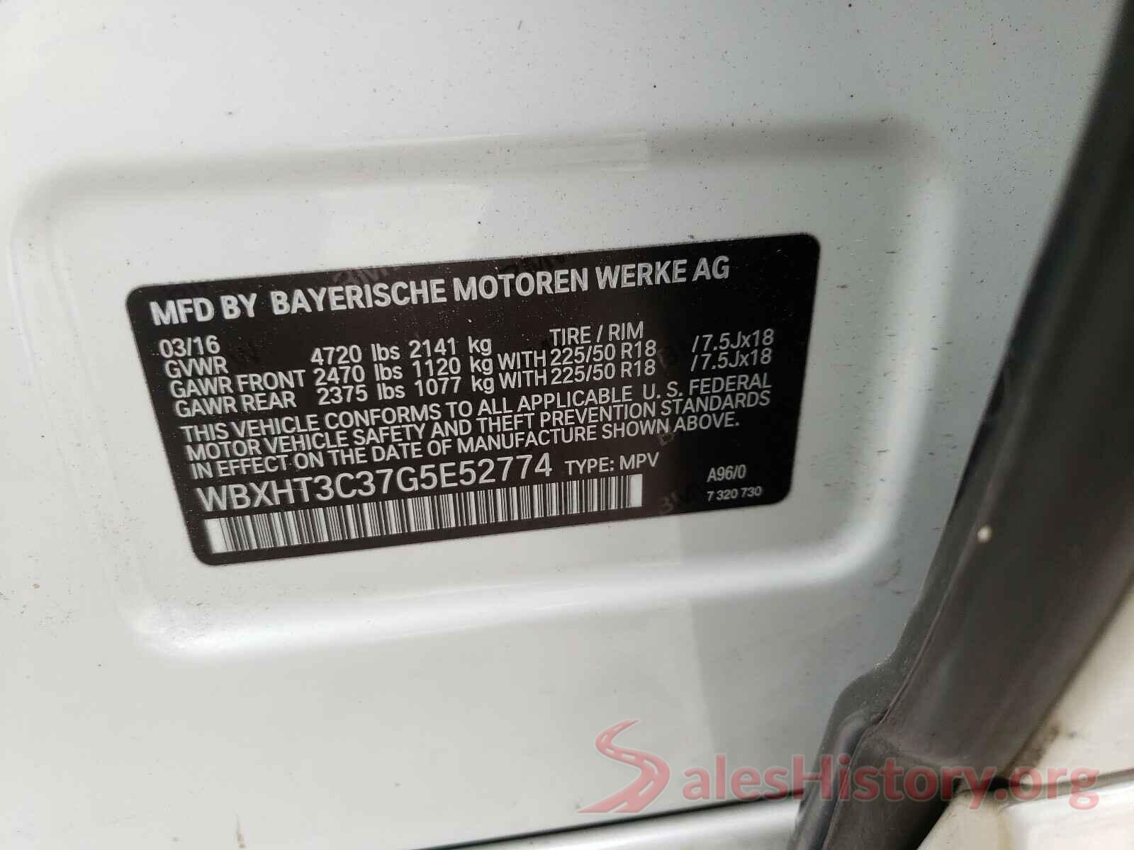 WBXHT3C37G5E52774 2016 BMW X1