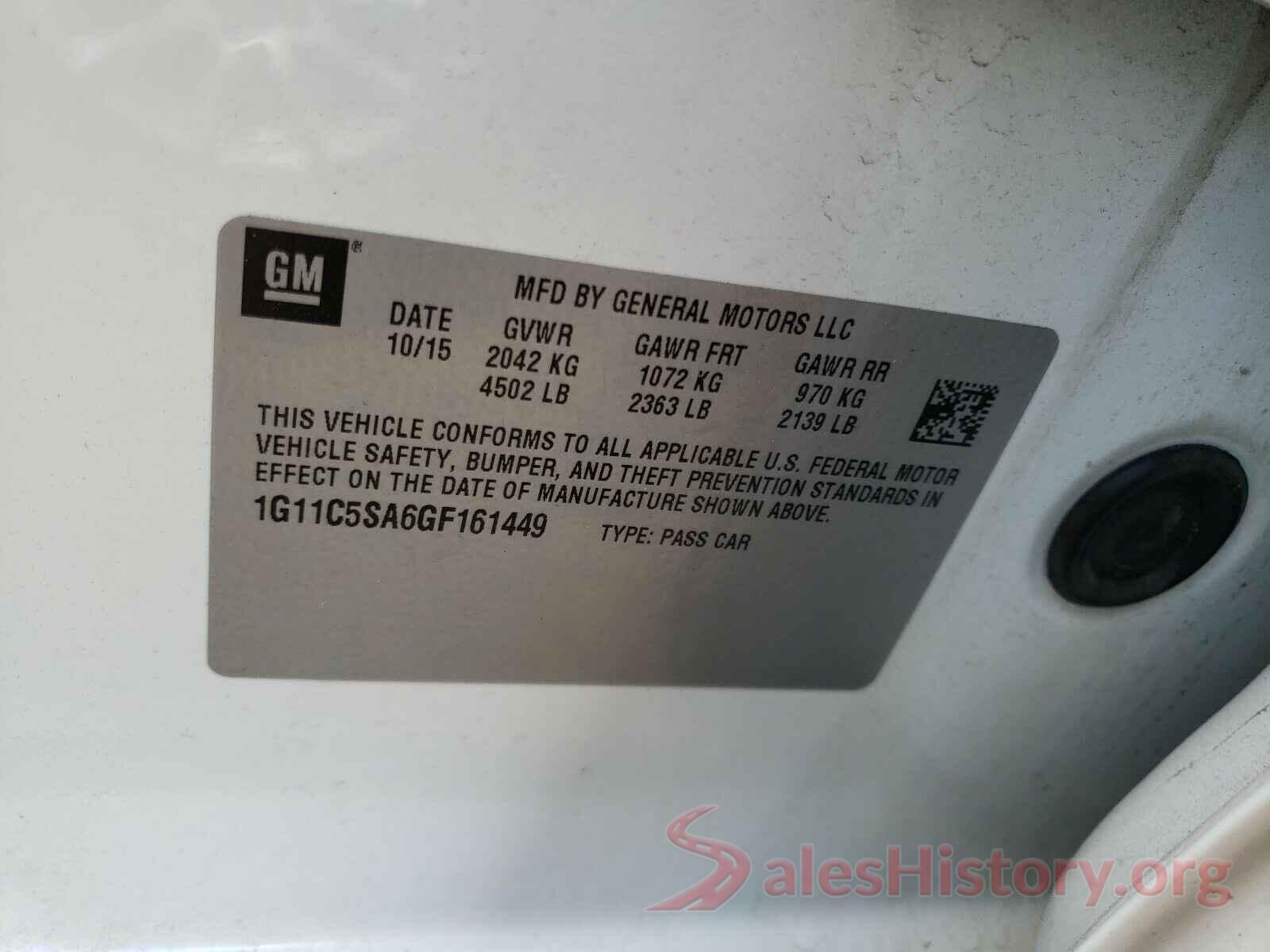 1G11C5SA6GF161449 2016 CHEVROLET MALIBU