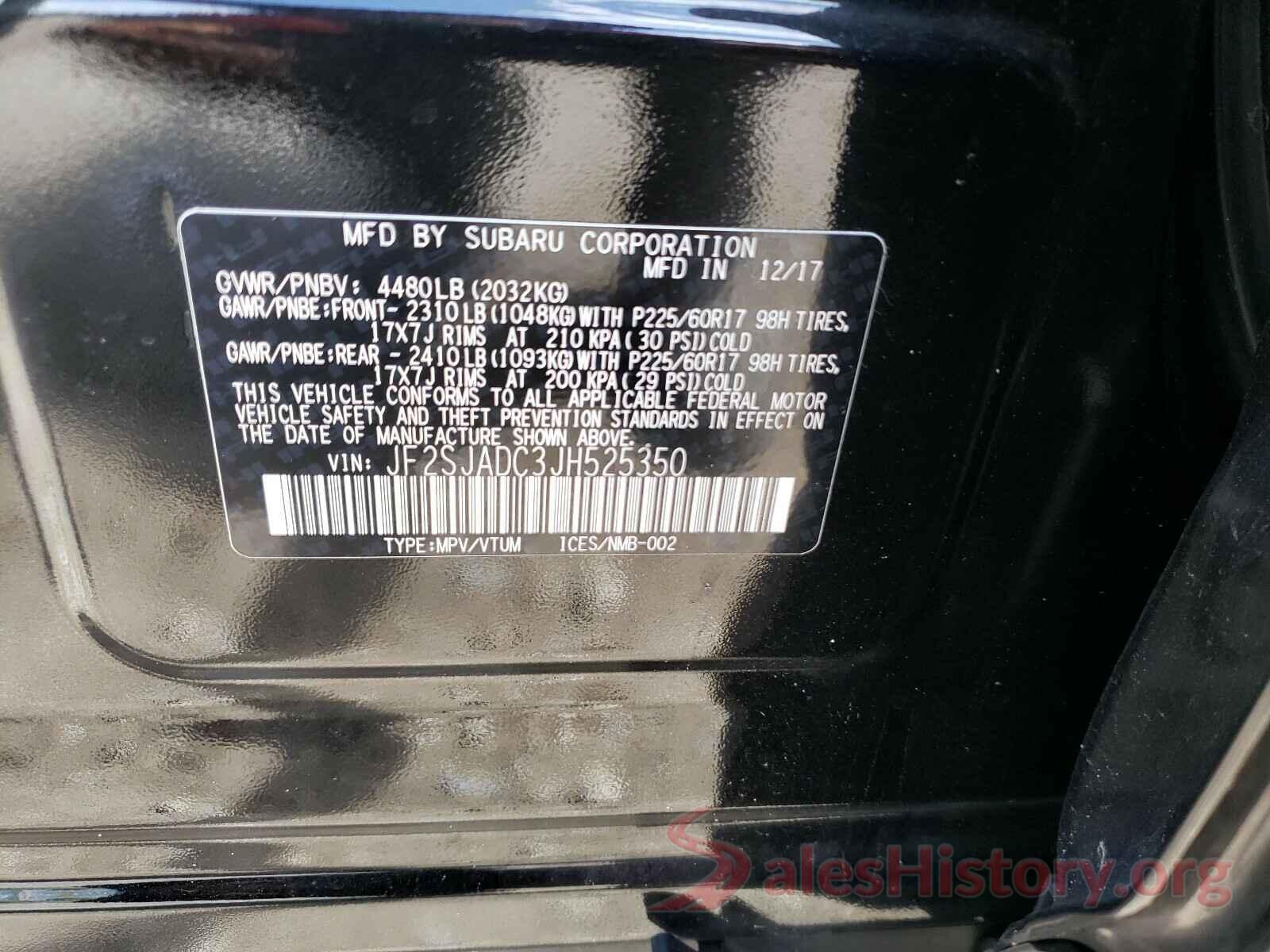 JF2SJADC3JH525350 2018 SUBARU FORESTER