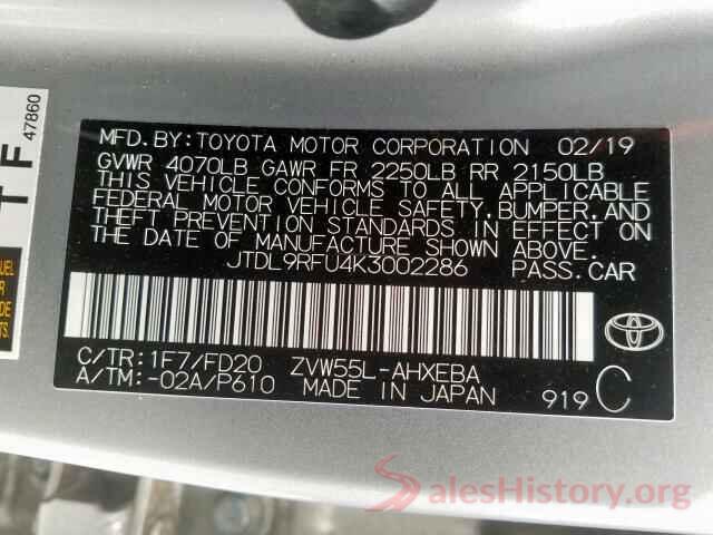 JTDL9RFU4K3002286 2019 TOYOTA PRIUS