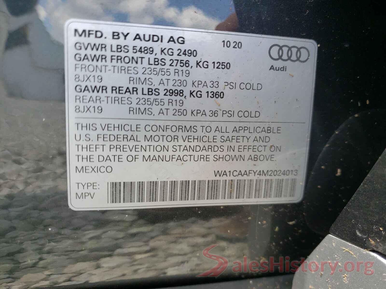 WA1CAAFY4M2024013 2021 AUDI Q5