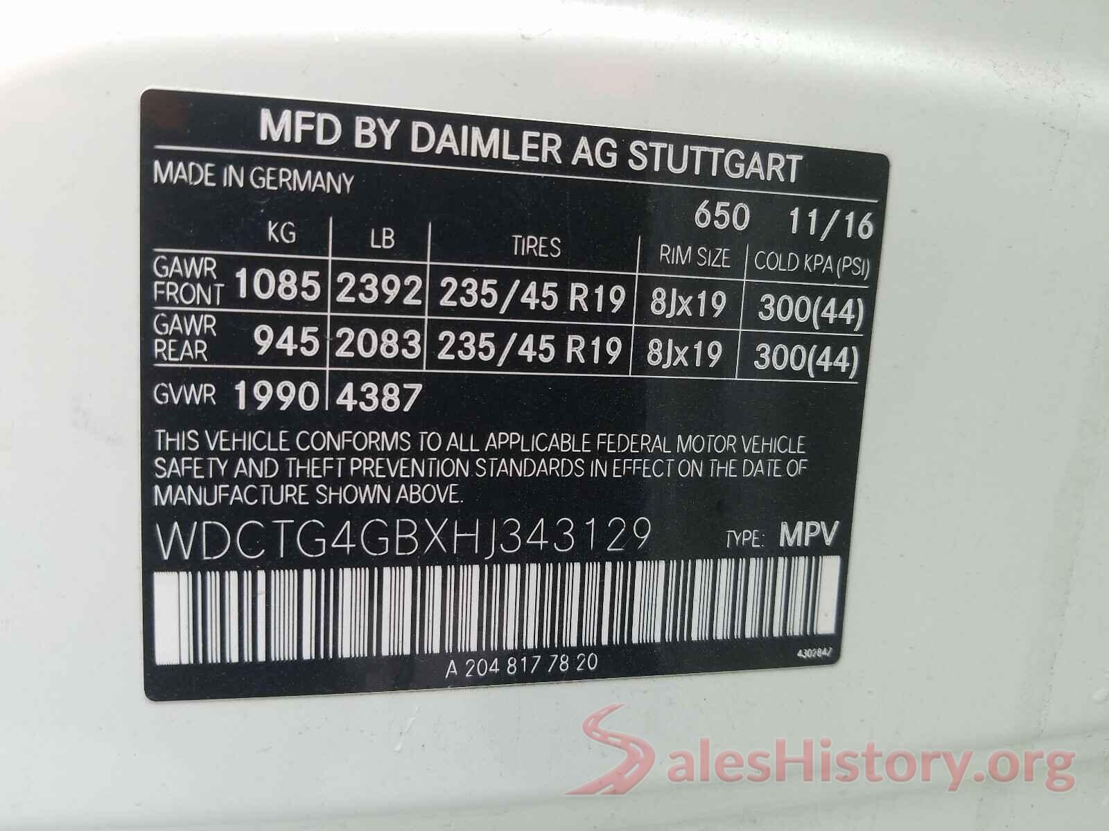 WDCTG4GBXHJ343129 2017 MERCEDES-BENZ G CLASS