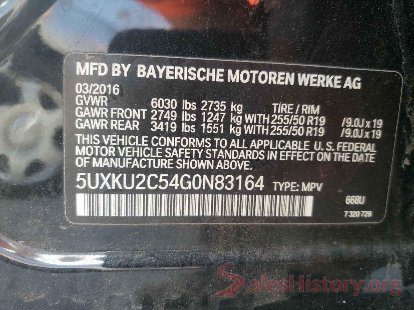 5UXKU2C54G0N83164 2016 BMW X6