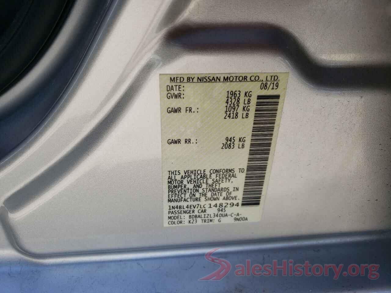 1N4BL4EV7LC148294 2020 NISSAN ALTIMA