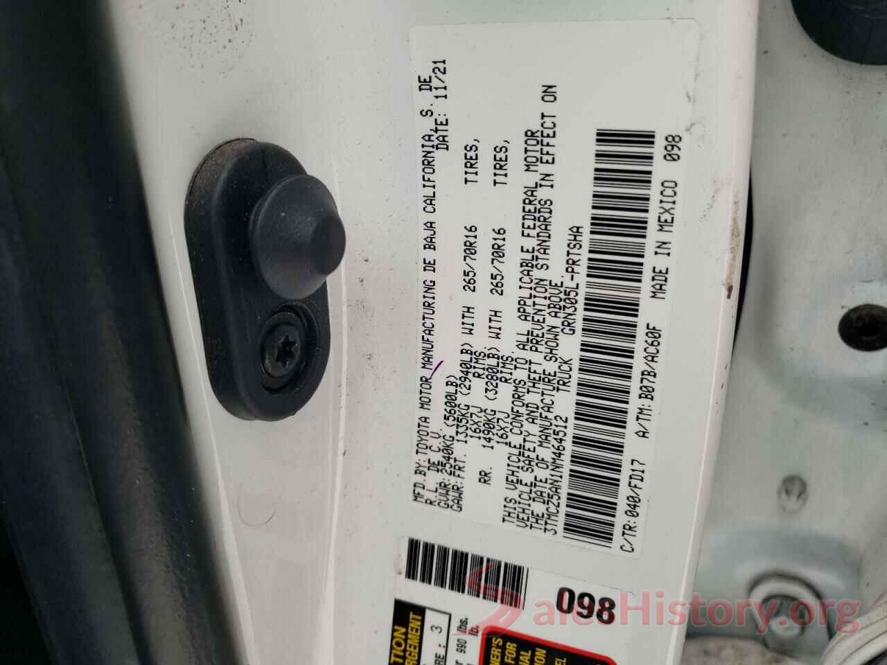 3TMCZ5AN1NM464512 2022 TOYOTA TACOMA