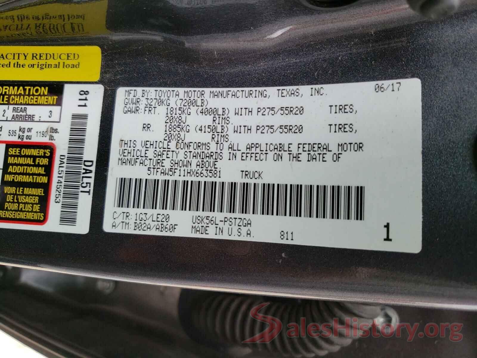 5TFAW5F11HX663581 2017 TOYOTA TUNDRA