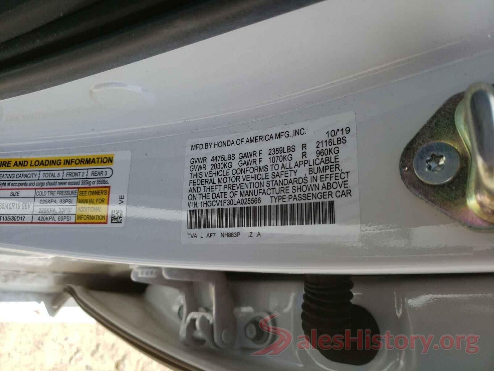 1HGCV1F30LA025566 2020 HONDA ACCORD