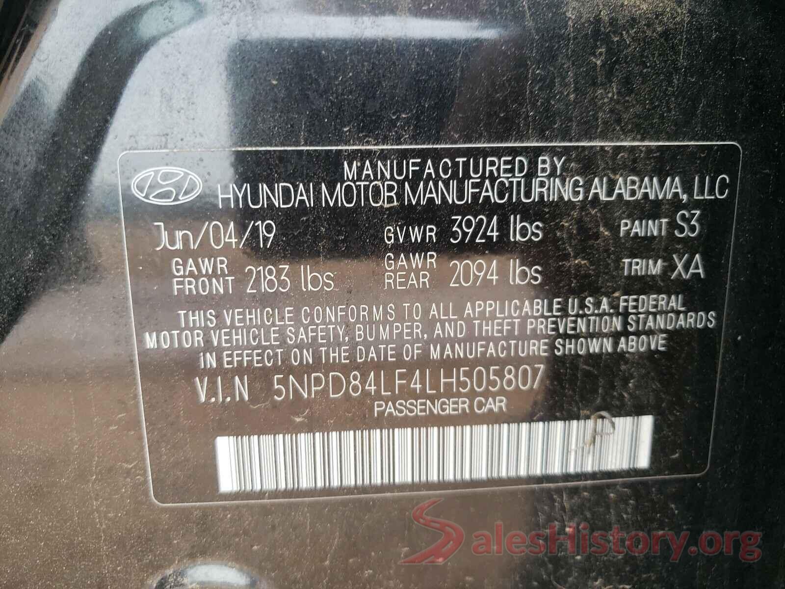 5NPD84LF4LH505807 2020 HYUNDAI ELANTRA