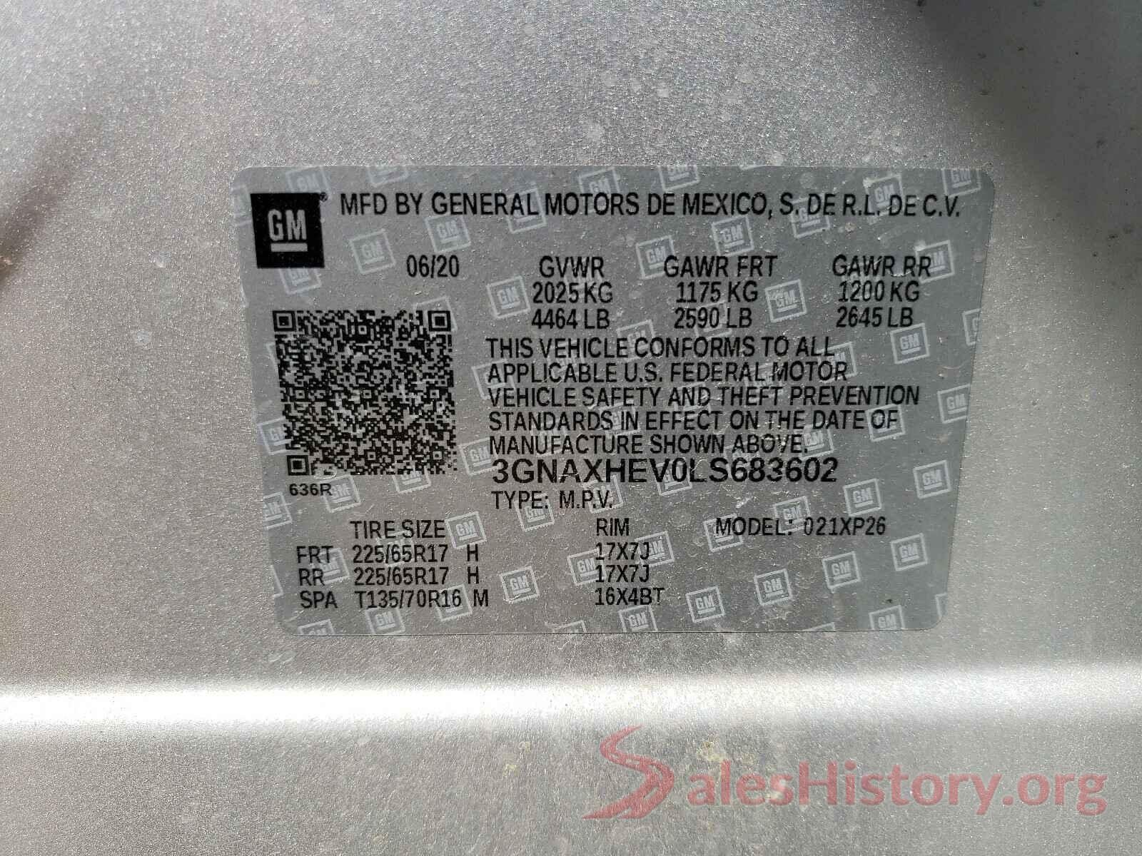 3GNAXHEV0LS683602 2020 CHEVROLET EQUINOX