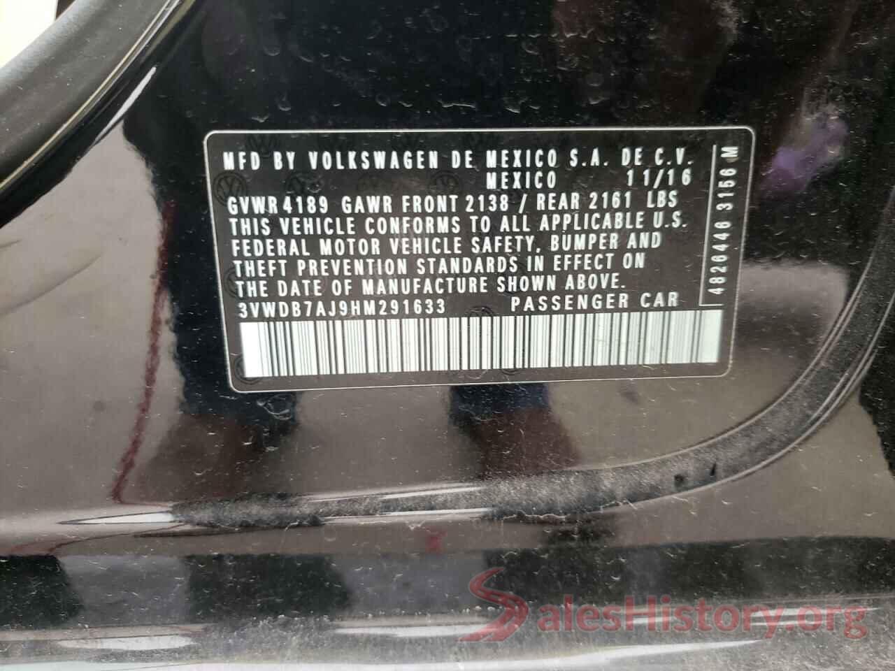 3VWDB7AJ9HM291633 2017 VOLKSWAGEN JETTA