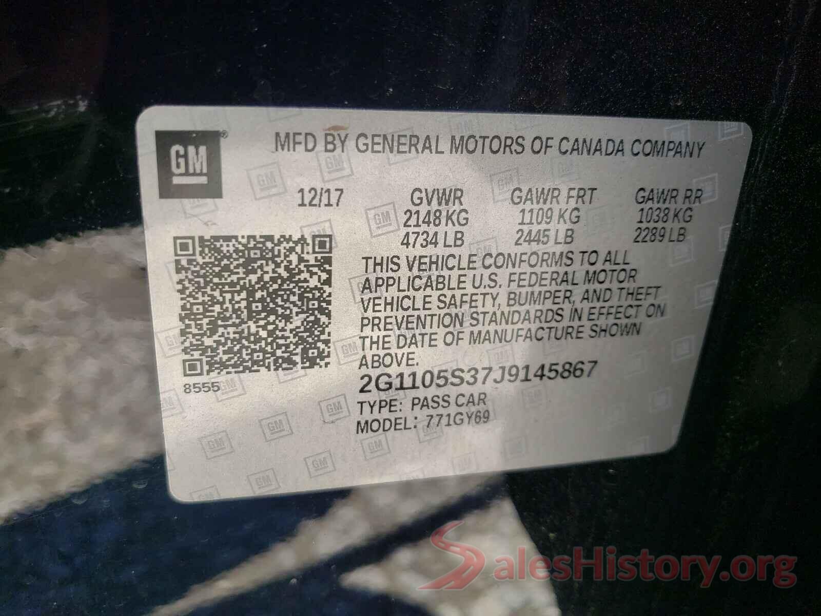 2G1105S37J9145867 2018 CHEVROLET IMPALA