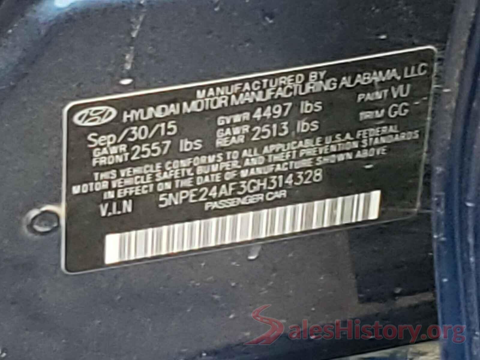 5NPE24AF3GH314328 2016 HYUNDAI SONATA