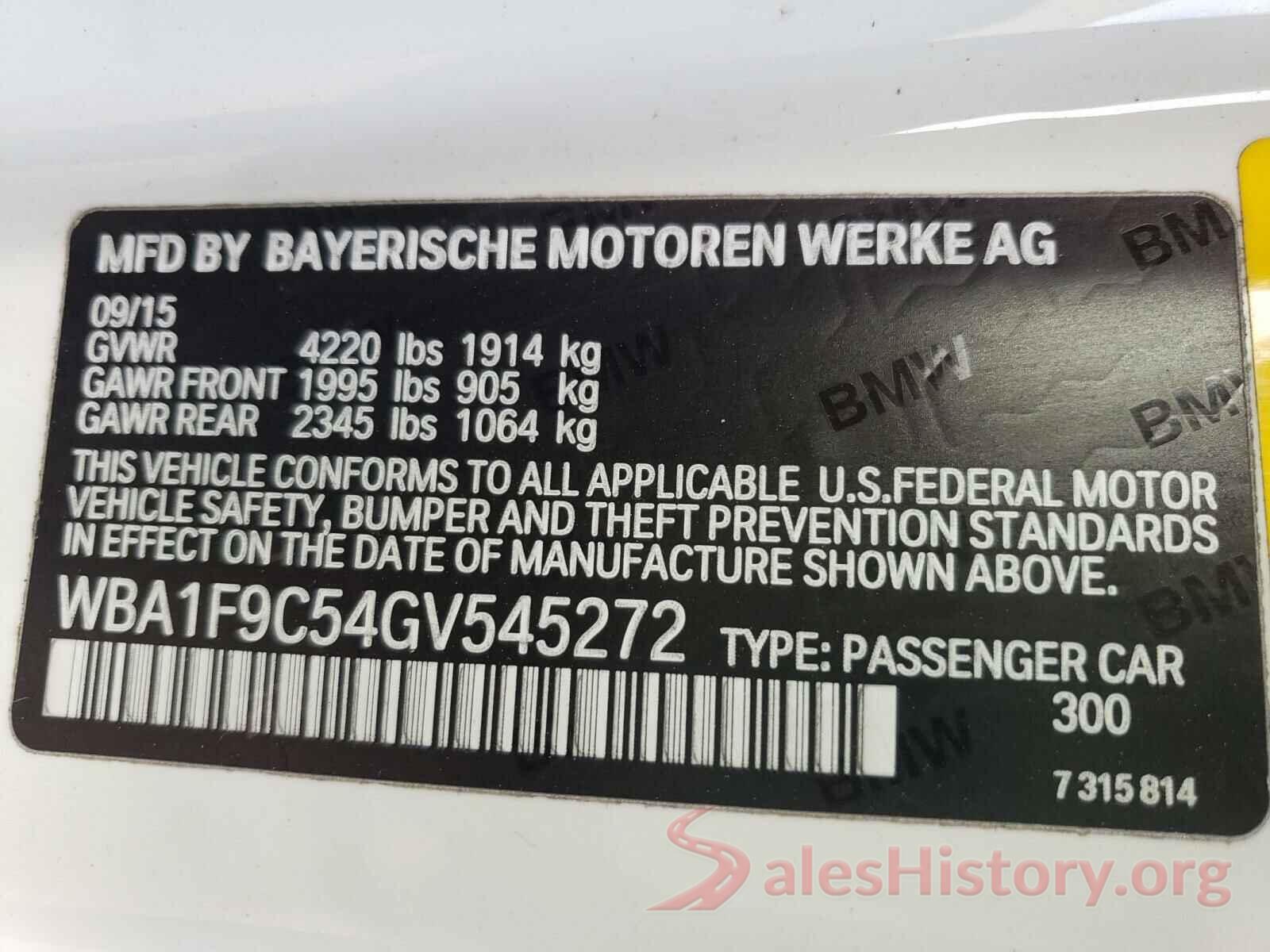 WBA1F9C54GV545272 2016 BMW 2 SERIES