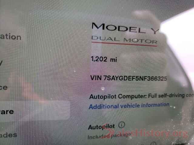 7SAYGDEF5NF366325 2022 TESLA MODEL Y