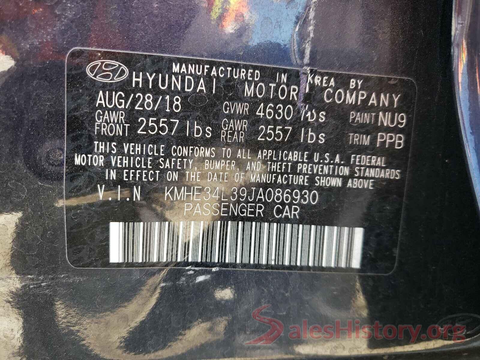 KMHE34L39JA086930 2018 HYUNDAI SONATA