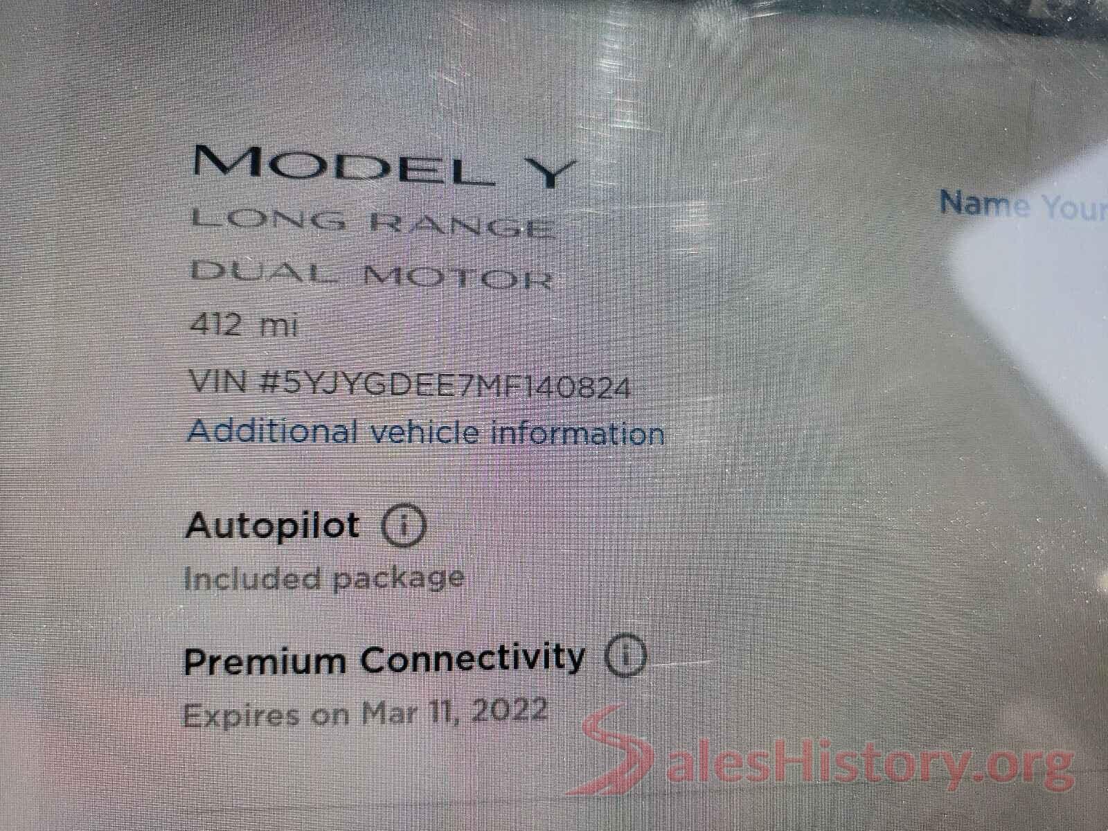 5YJYGDEE7MF140824 2021 TESLA MODEL Y