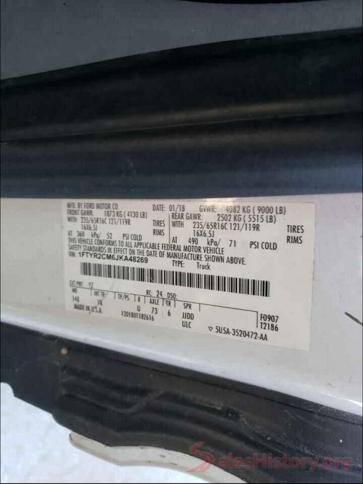 1FTYR2CM6JKA48269 2018 FORD TRANSIT CO