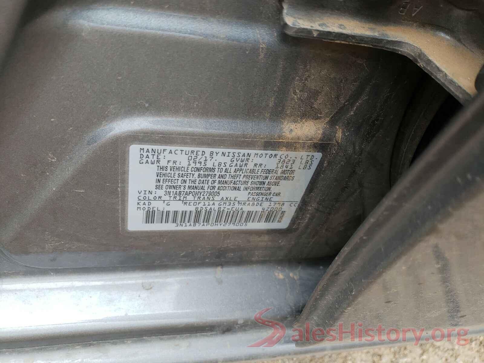 3N1AB7AP0HY279005 2017 NISSAN SENTRA