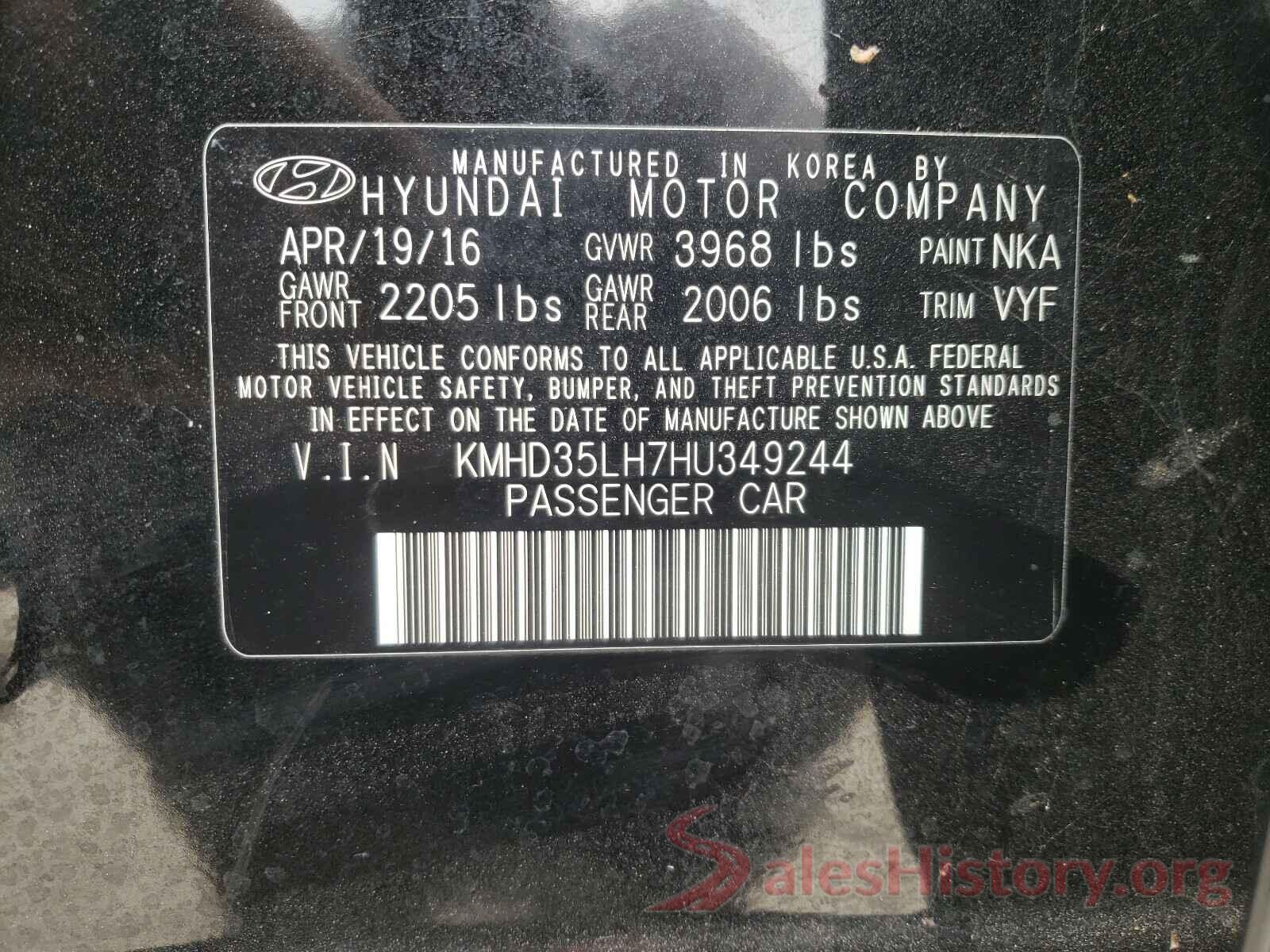 KMHD35LH7HU349244 2017 HYUNDAI ELANTRA