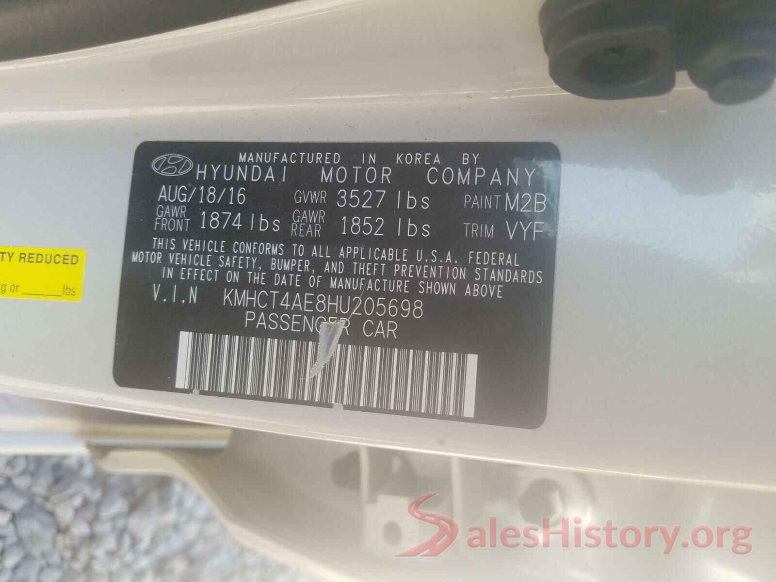 KMHCT4AE8HU205698 2017 HYUNDAI ACCENT