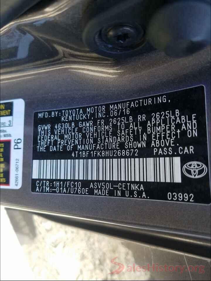 4T1BF1FK8HU268672 2017 TOYOTA CAMRY