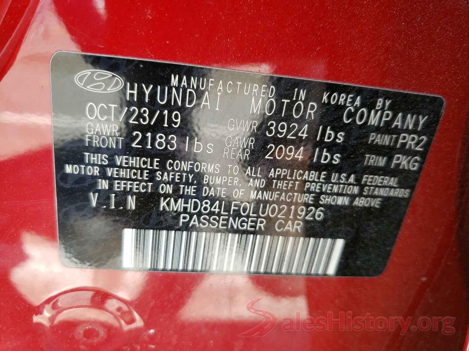 KMHD84LF0LU021926 2020 HYUNDAI ELANTRA