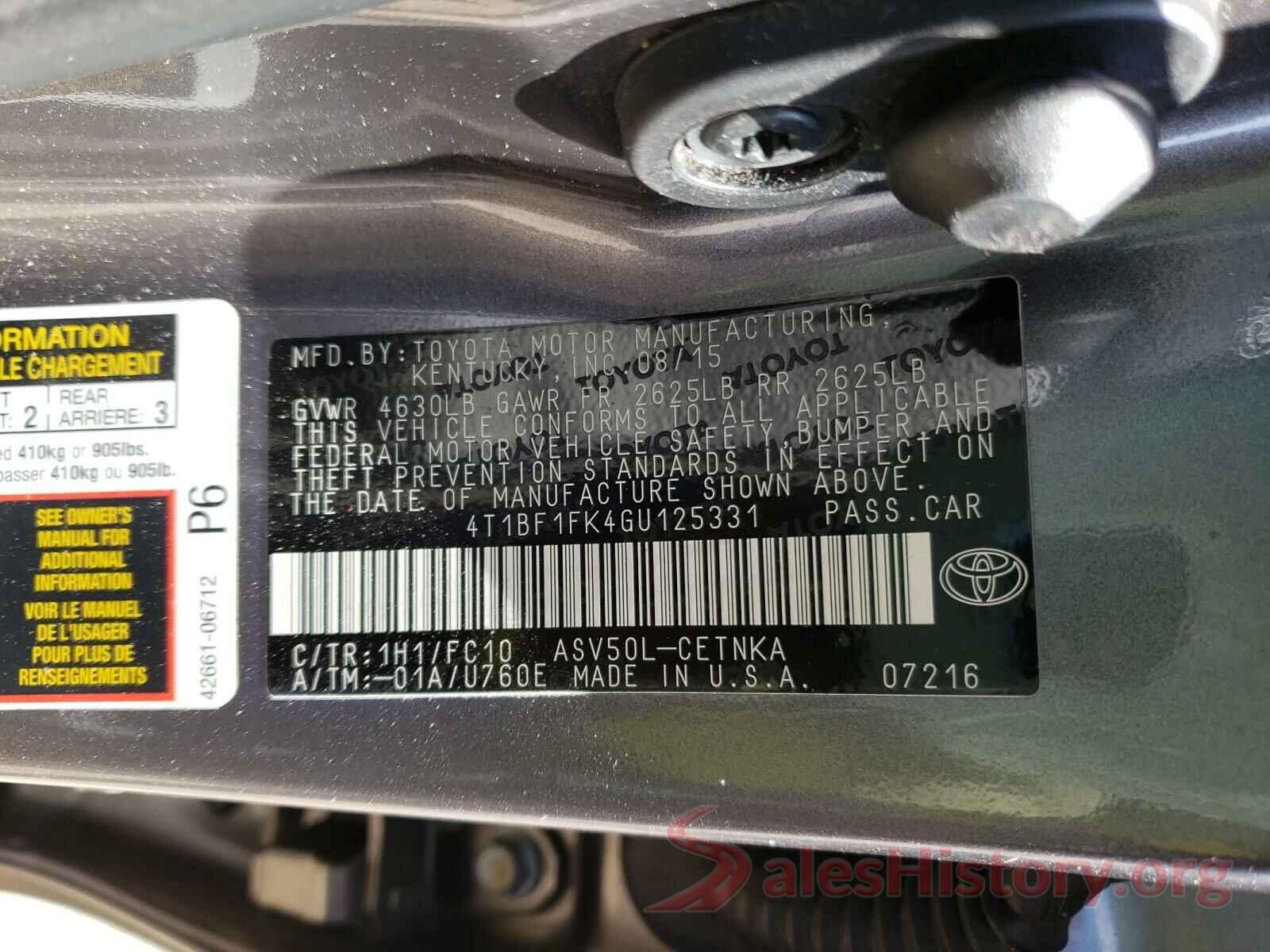 4T1BF1FK4GU125331 2016 TOYOTA CAMRY