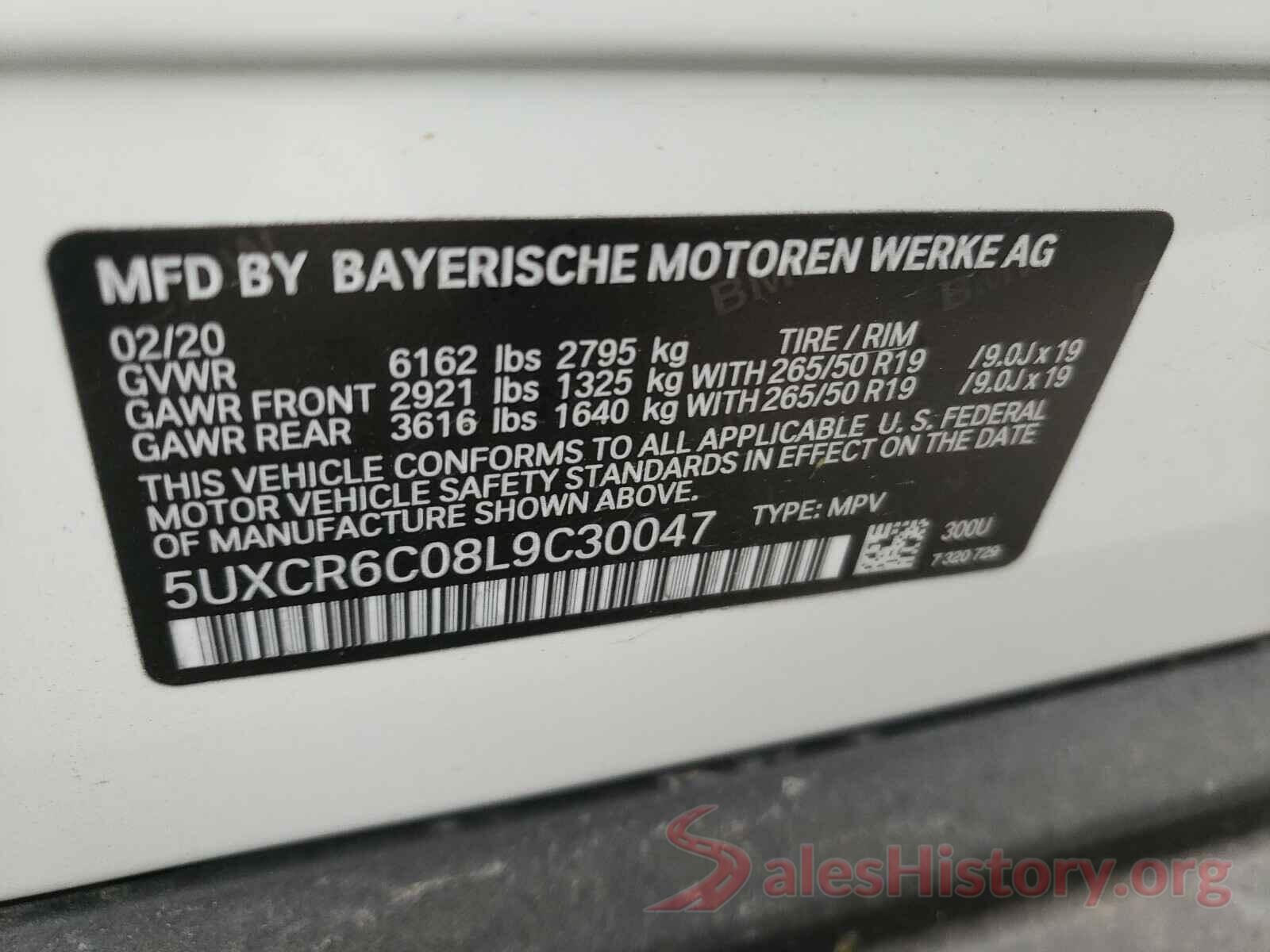 5UXCR6C08L9C30047 2020 BMW X5