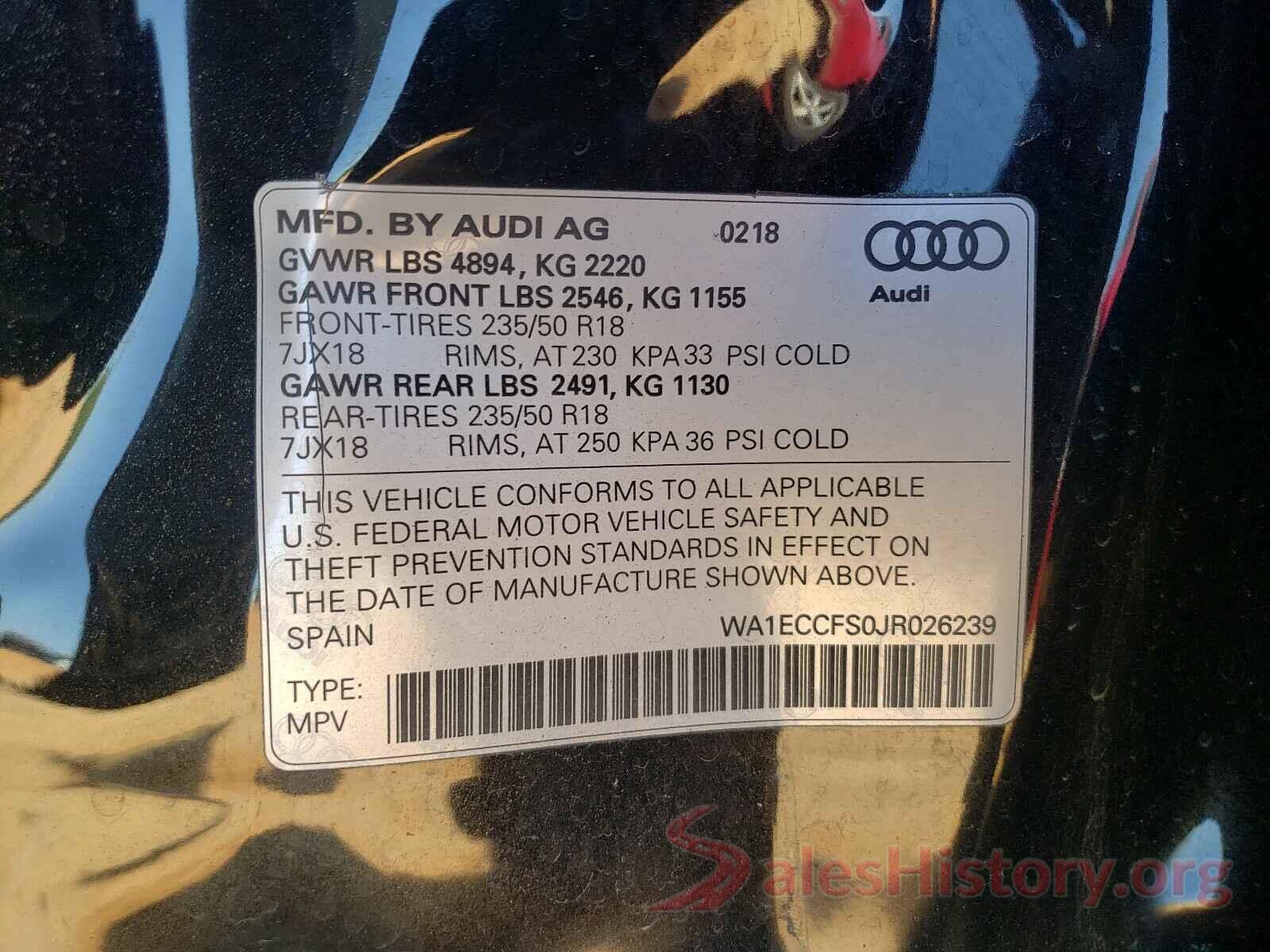 WA1ECCFS0JR026239 2018 AUDI Q3