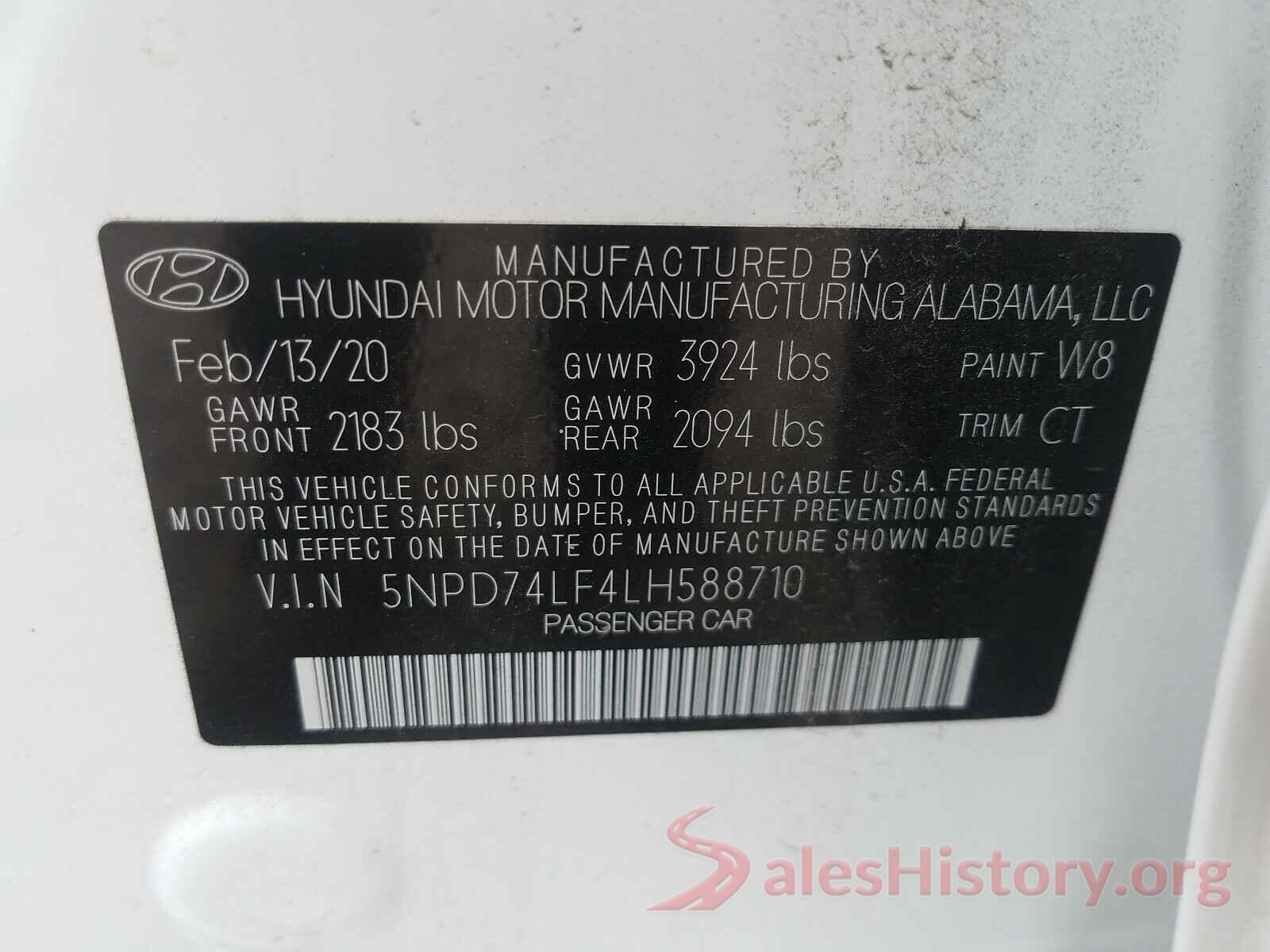 5NPD74LF4LH588710 2020 HYUNDAI ELANTRA