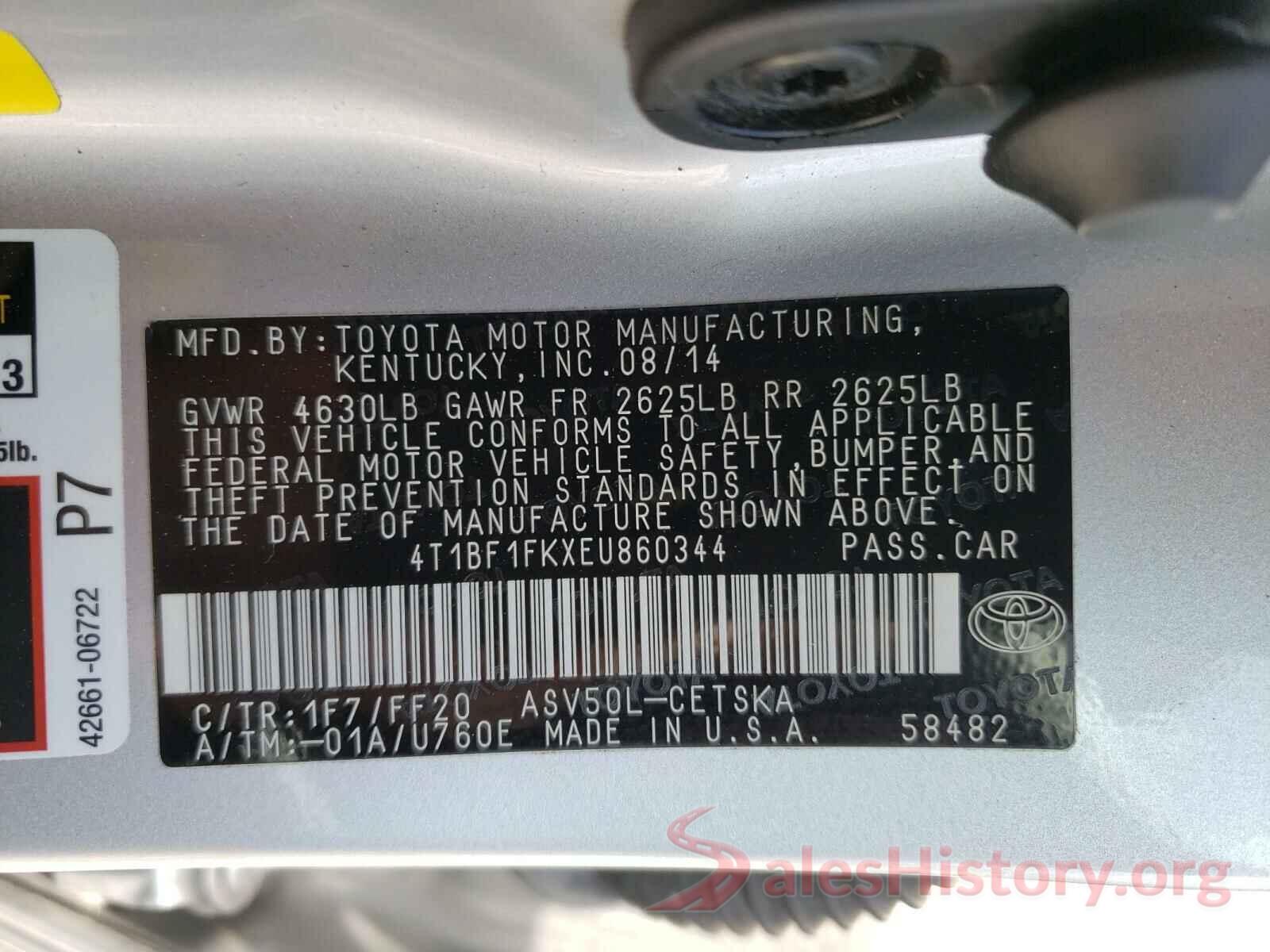 4T1BF1FKXEU860344 2014 TOYOTA CAMRY