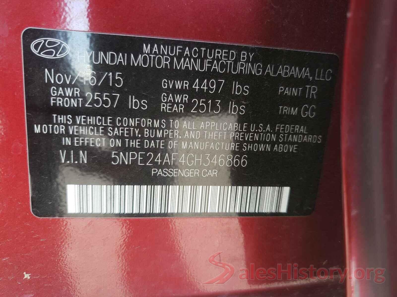 5NPE24AF4GH346866 2016 HYUNDAI SONATA