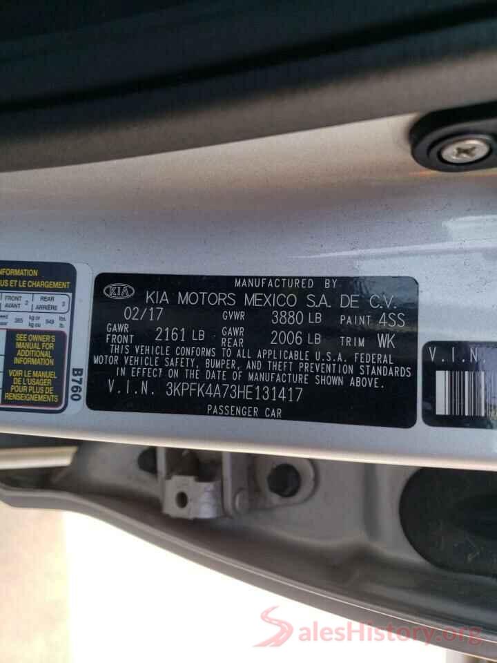 3KPFK4A73HE131417 2017 KIA FORTE