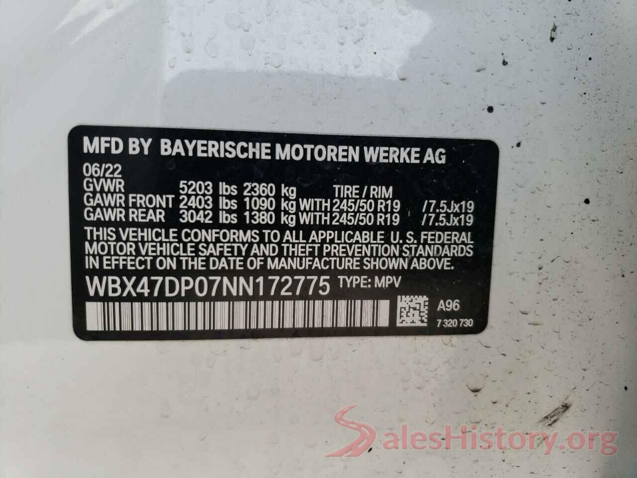 WBX47DP07NN172775 2022 BMW X3