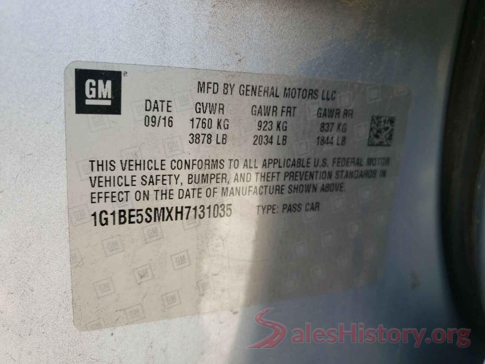 1G1BE5SMXH7131035 2017 CHEVROLET CRUZE