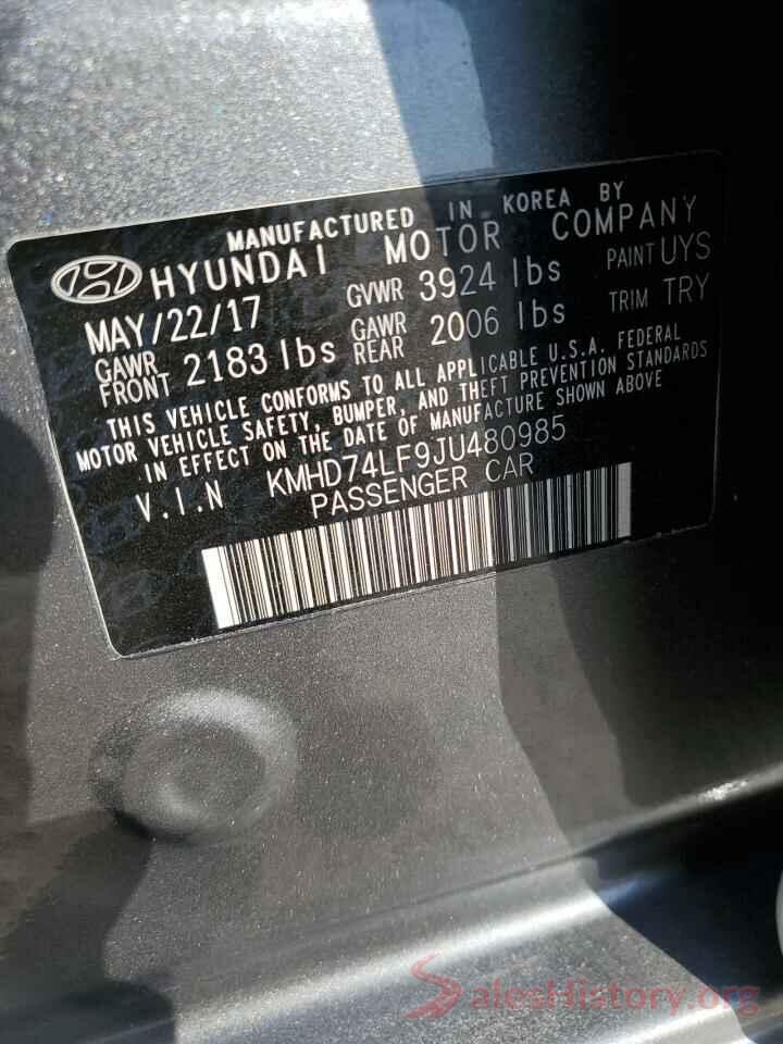 KMHD74LF9JU480985 2018 HYUNDAI ELANTRA