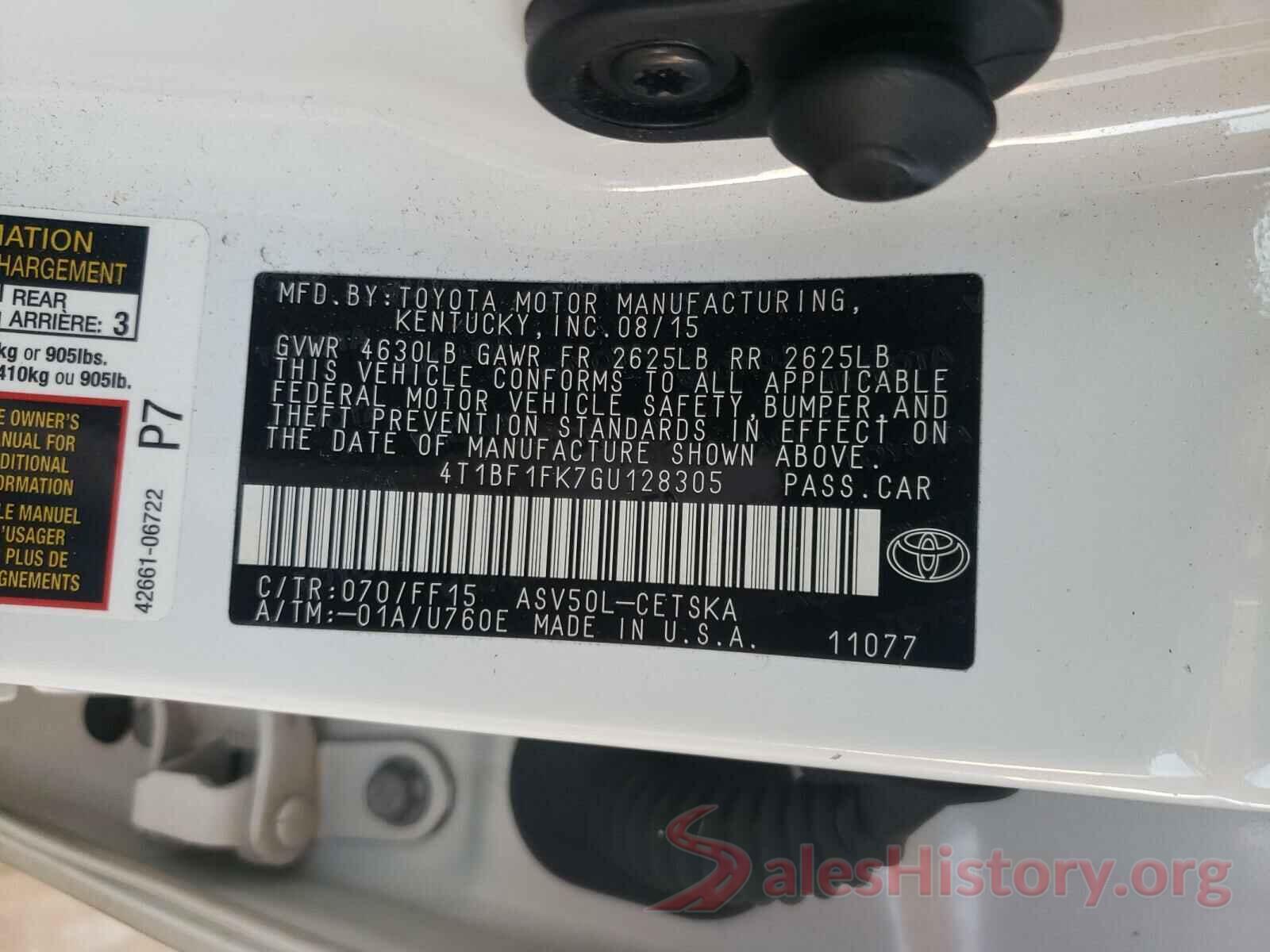 4T1BF1FK7GU128305 2016 TOYOTA CAMRY