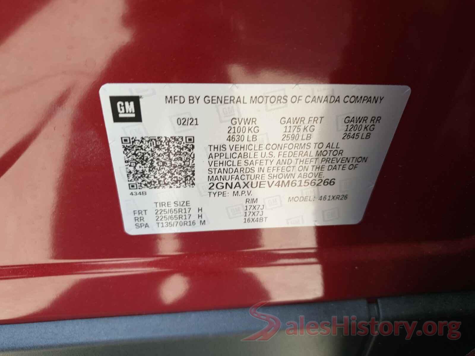 2GNAXUEV4M6156266 2021 CHEVROLET EQUINOX