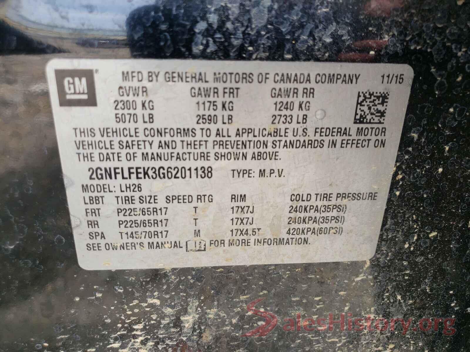 2GNFLFEK3G6201138 2016 CHEVROLET EQUINOX