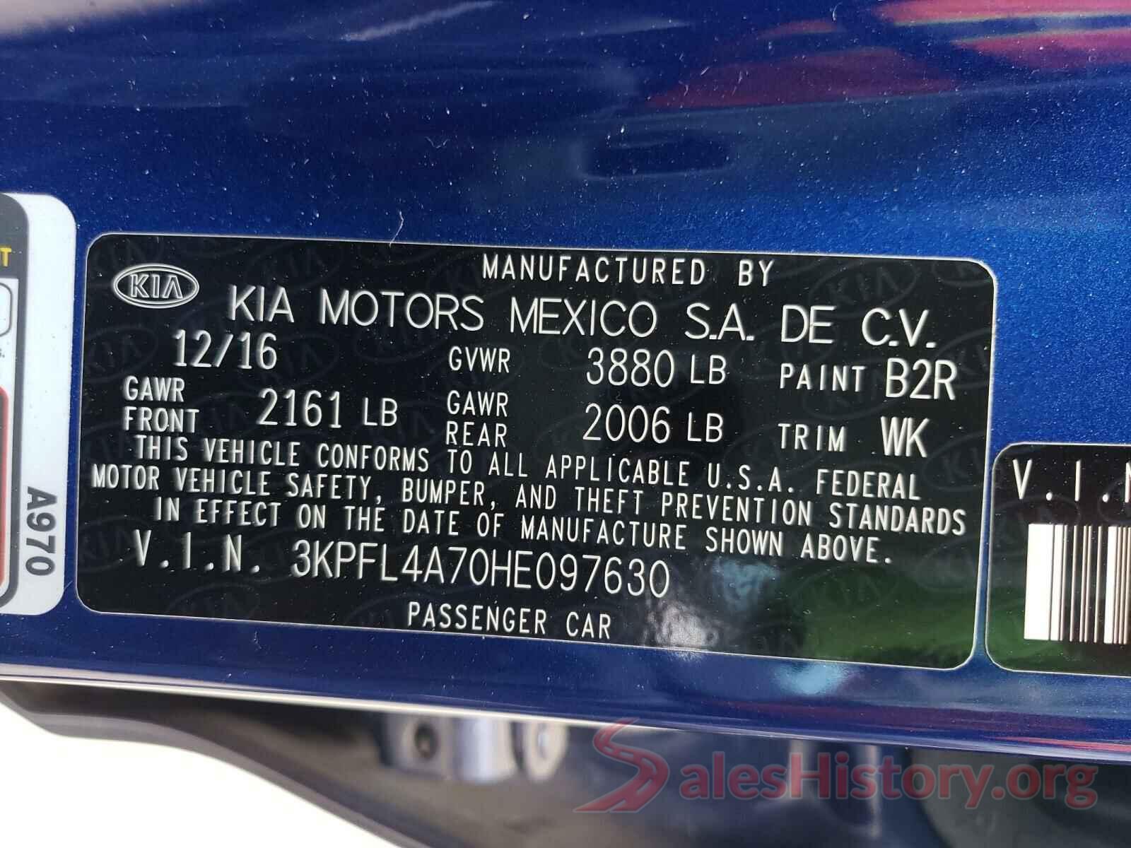 3KPFL4A70HE097630 2017 KIA FORTE