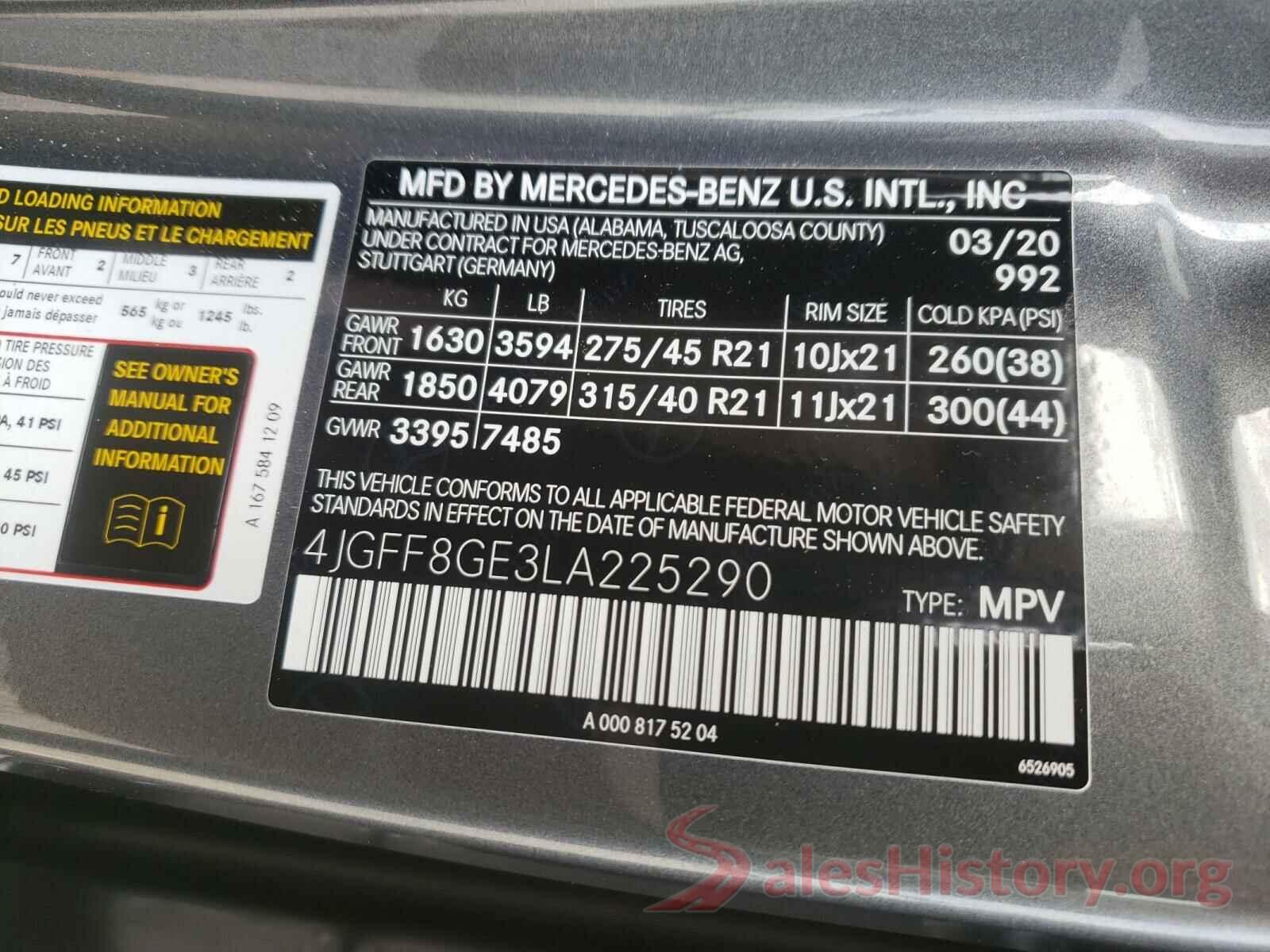 4JGFF8GE3LA225290 2020 MERCEDES-BENZ GLS-CLASS