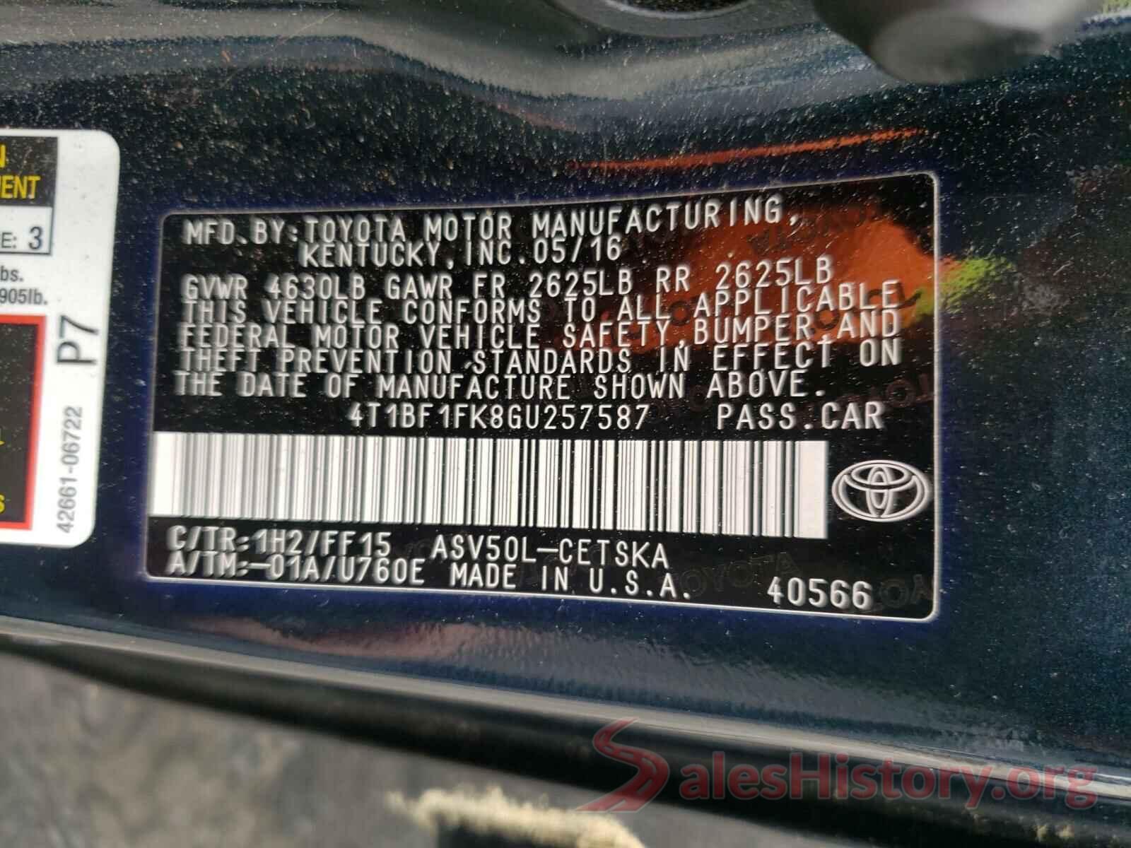 4T1BF1FK8GU257587 2016 TOYOTA CAMRY