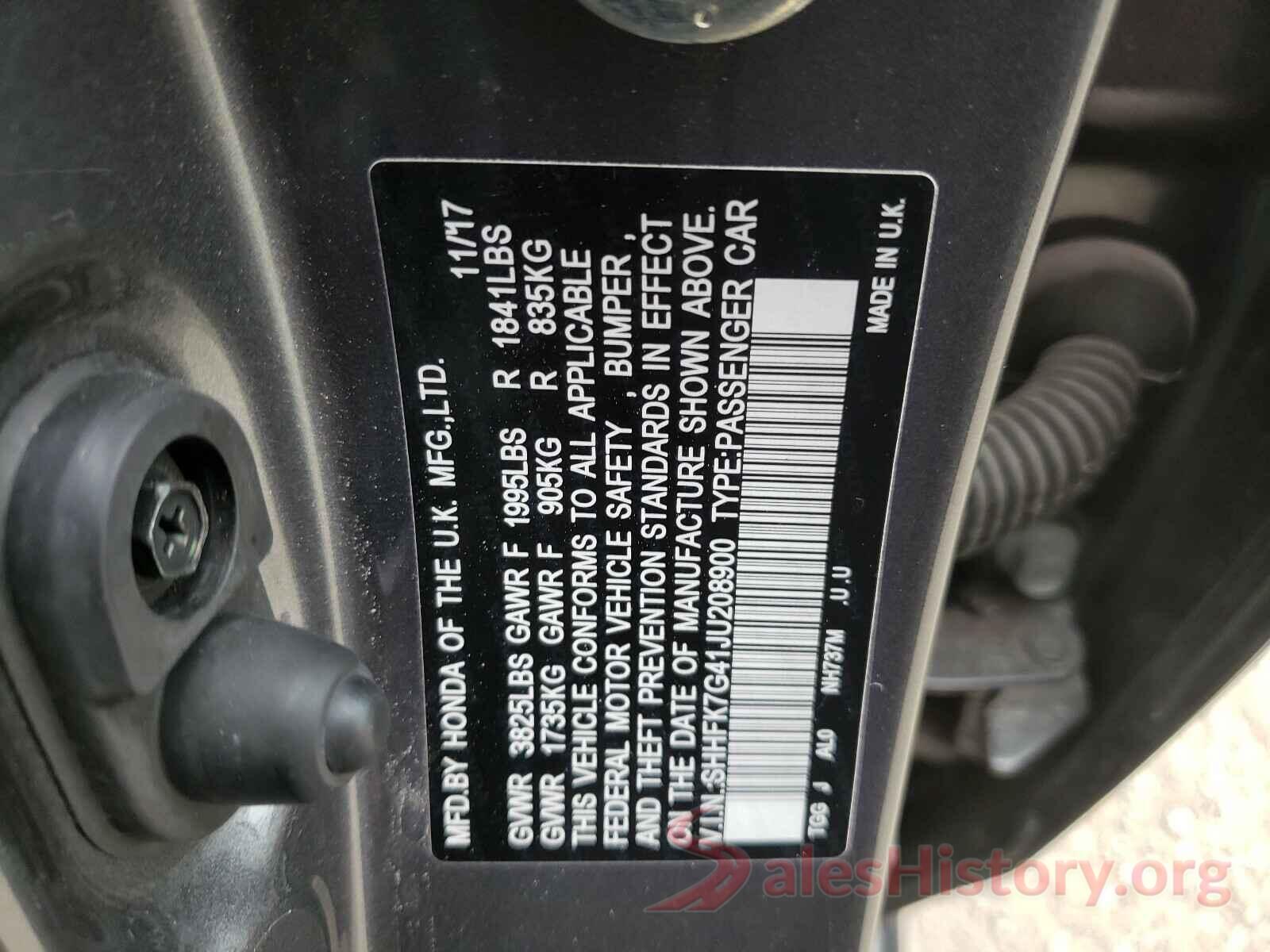 SHHFK7G41JU208900 2018 HONDA CIVIC