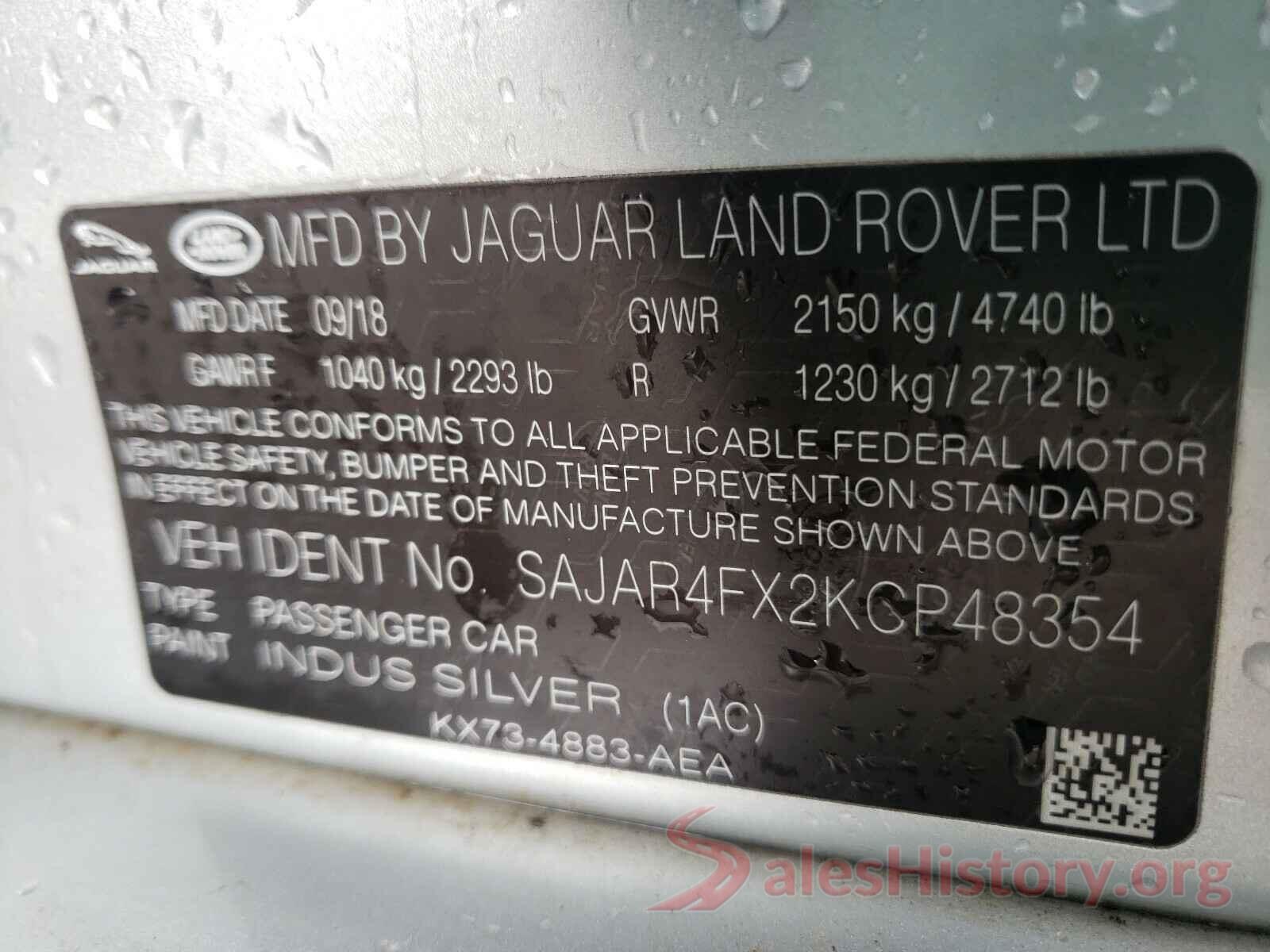 SAJAR4FX2KCP48354 2019 JAGUAR XE