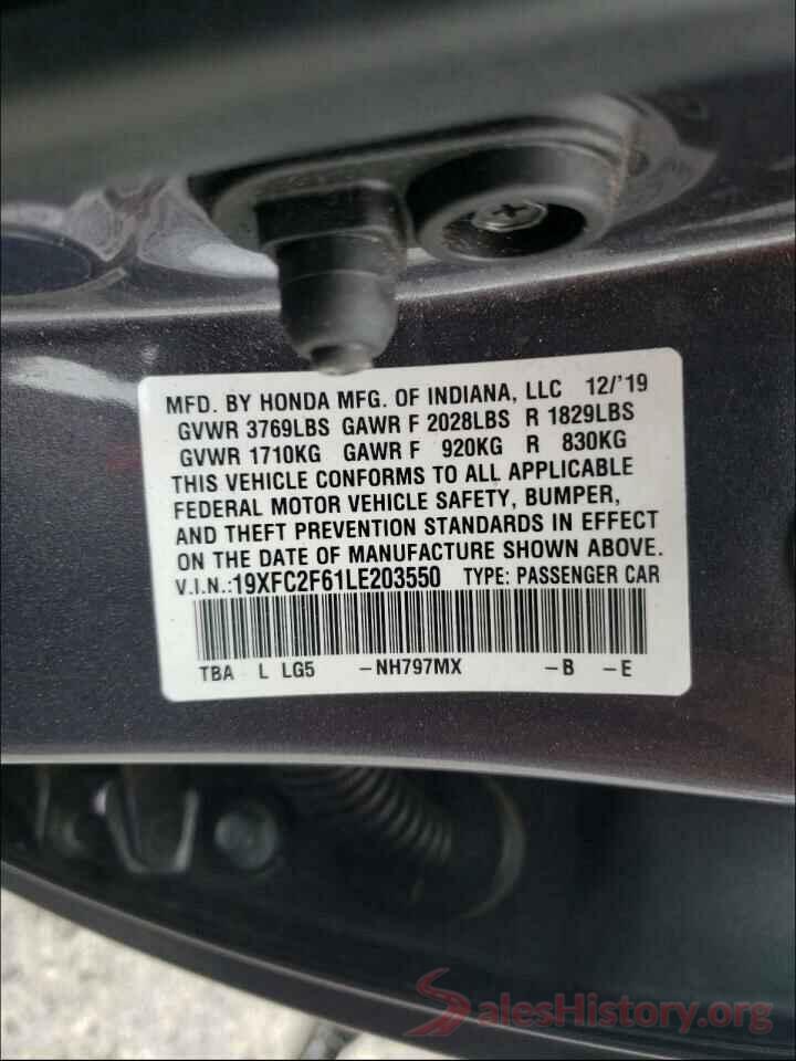 19XFC2F61LE203550 2020 HONDA CIVIC