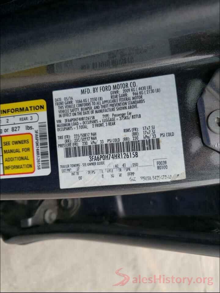 3FA6P0H74HR126158 2017 FORD FUSION