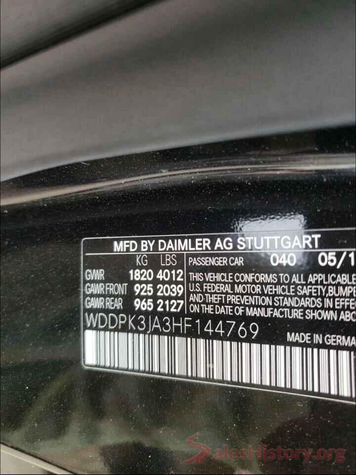 WDDPK3JA3HF144769 2017 MERCEDES-BENZ S CLASS